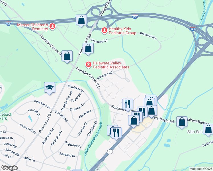 map of restaurants, bars, coffee shops, grocery stores, and more near 804 Eagles Chase Drive in Trenton