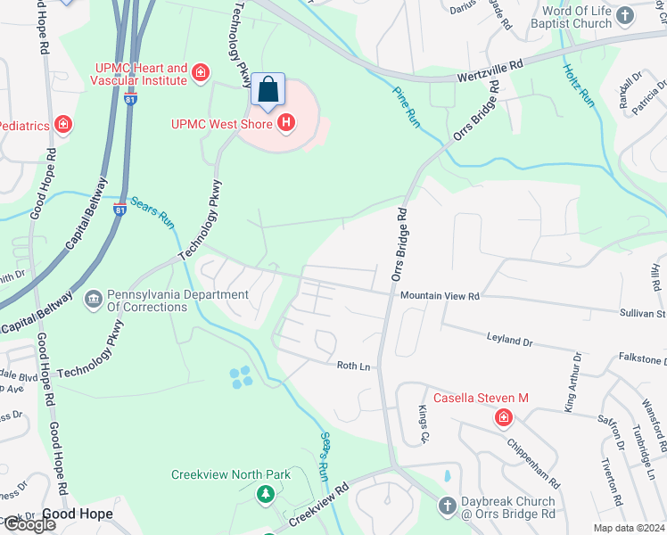 map of restaurants, bars, coffee shops, grocery stores, and more near 4169 Kittatinny Drive in Mechanicsburg