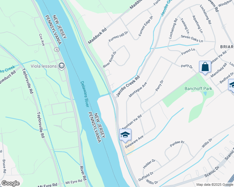 map of restaurants, bars, coffee shops, grocery stores, and more near 3 Jacobs Creek Road in Ewing Township
