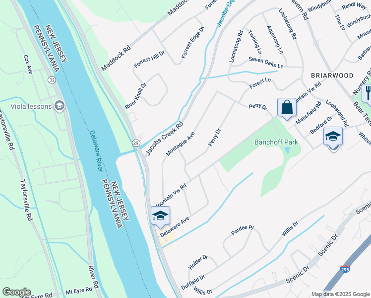 map of restaurants, bars, coffee shops, grocery stores, and more near 31 Montague Avenue in Ewing Township