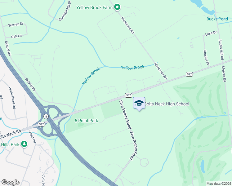 map of restaurants, bars, coffee shops, grocery stores, and more near 50 Five Points Road in Monmouth County