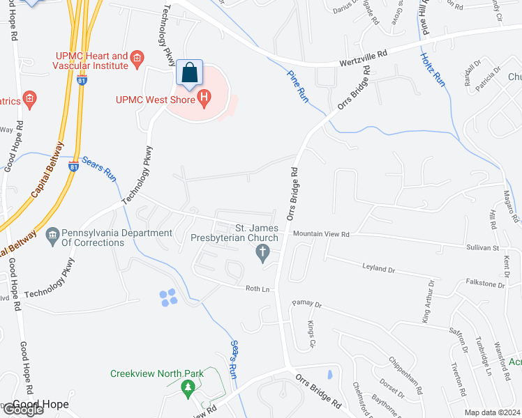 map of restaurants, bars, coffee shops, grocery stores, and more near 4136 Kittatinny Drive in Mechanicsburg