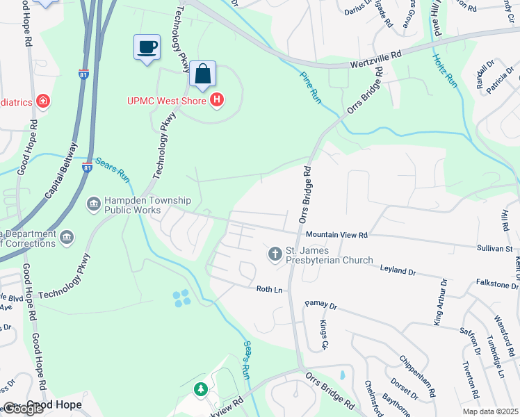 map of restaurants, bars, coffee shops, grocery stores, and more near 4160 Kittatinny Drive in Mechanicsburg