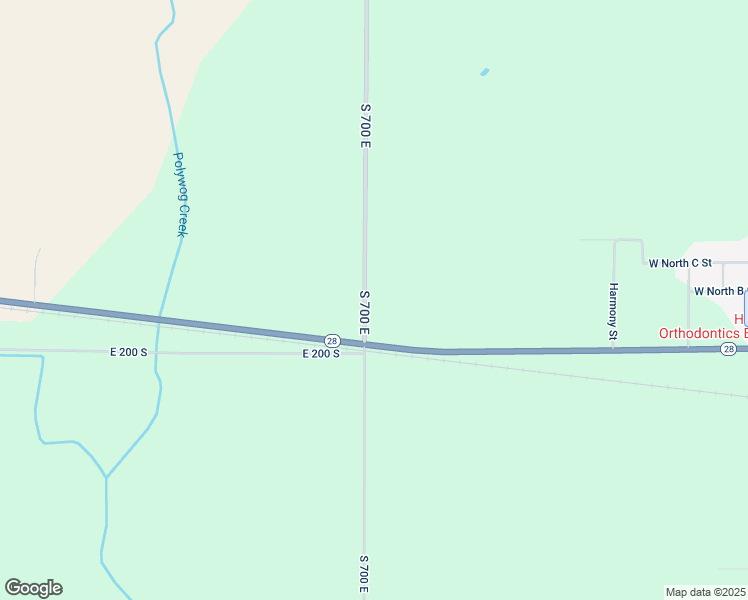 map of restaurants, bars, coffee shops, grocery stores, and more near 1927 South 700 East in Elwood