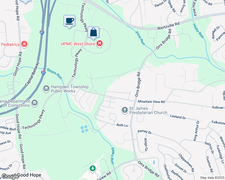 map of restaurants, bars, coffee shops, grocery stores, and more near 4176 Kittatinny Drive in Mechanicsburg