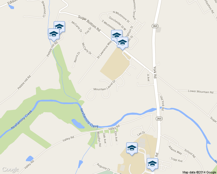 map of restaurants, bars, coffee shops, grocery stores, and more near 2800 Mountain Laurel Drive in Furlong