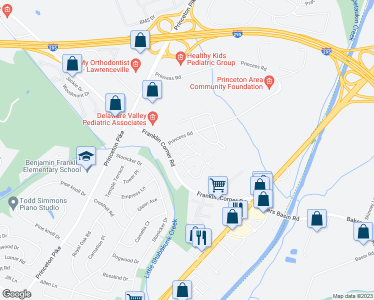 map of restaurants, bars, coffee shops, grocery stores, and more near 508 Eagles Chase Drive in Trenton