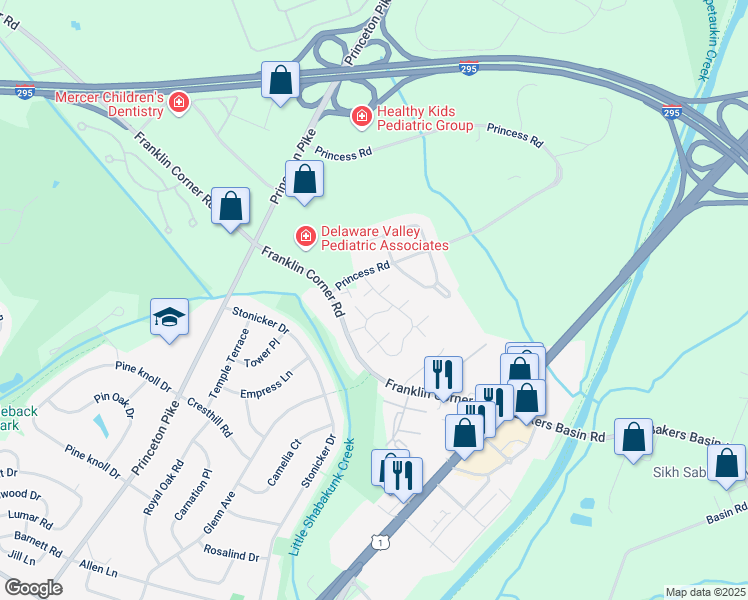map of restaurants, bars, coffee shops, grocery stores, and more near 804 Eagles Chase Drive in Trenton