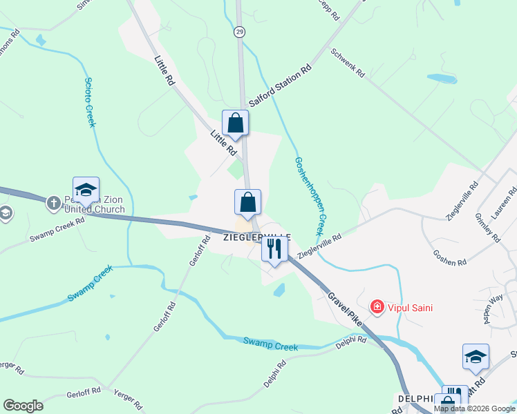 map of restaurants, bars, coffee shops, grocery stores, and more near 1219 Gravel Pike in Montgomery County
