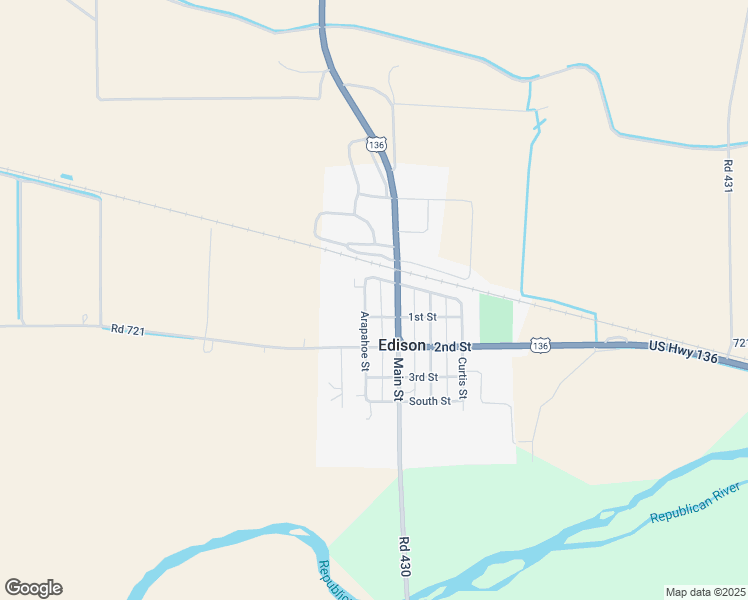 map of restaurants, bars, coffee shops, grocery stores, and more near Arapahoe Street in Edison