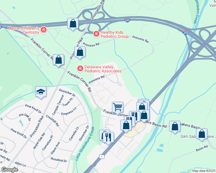 map of restaurants, bars, coffee shops, grocery stores, and more near 906 Eagles Chase Drive in Trenton
