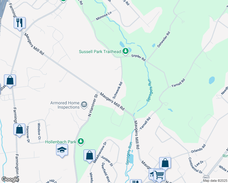 map of restaurants, bars, coffee shops, grocery stores, and more near 1527 Schwenk Road in Pottstown