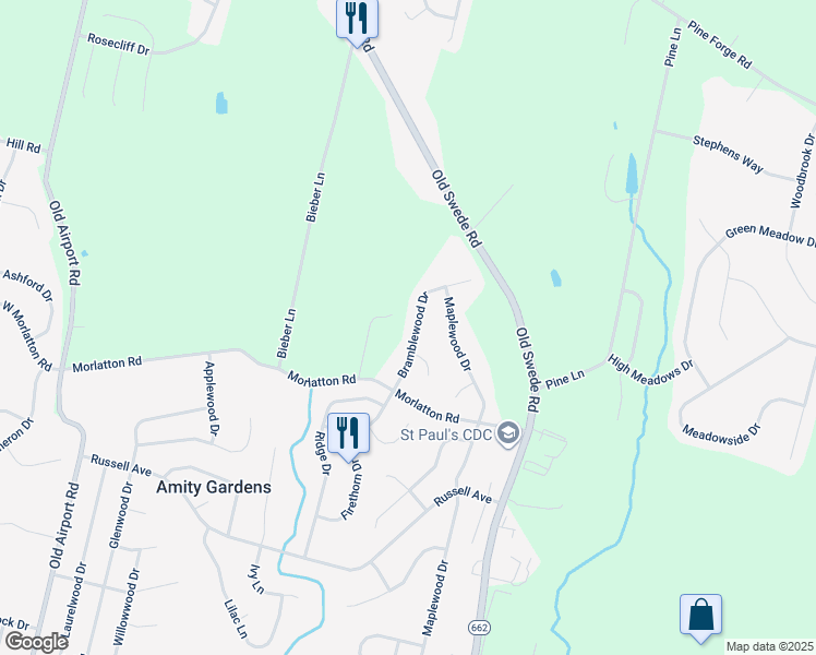 map of restaurants, bars, coffee shops, grocery stores, and more near 805 Bramblewood Drive in Douglassville