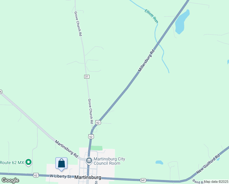 map of restaurants, bars, coffee shops, grocery stores, and more near 3343 Millersburg Road in Gambier