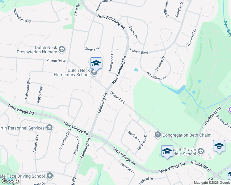 map of restaurants, bars, coffee shops, grocery stores, and more near 23 Westminster Drive in West Windsor Township