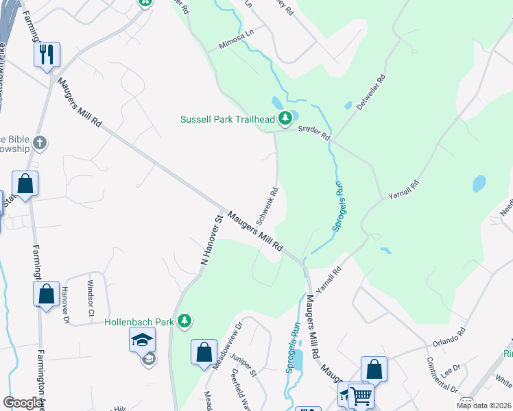 map of restaurants, bars, coffee shops, grocery stores, and more near 1535 Schwenk Road in Pottstown