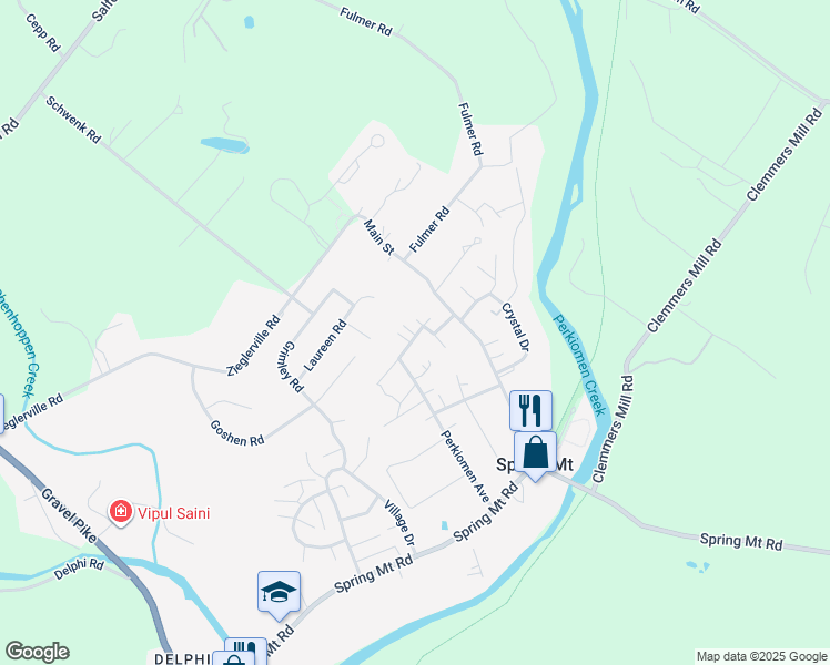 map of restaurants, bars, coffee shops, grocery stores, and more near 11 2nd Avenue in Schwenksville