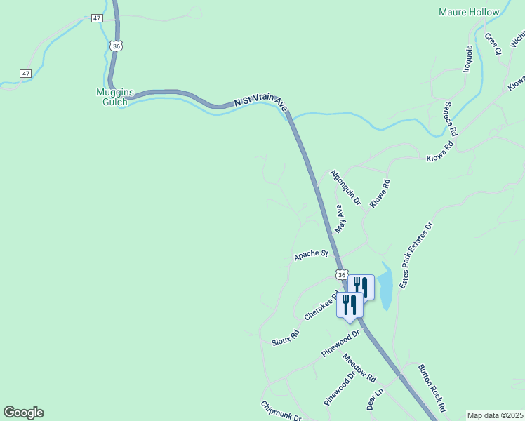 map of restaurants, bars, coffee shops, grocery stores, and more near 95 Choctaw Road in Lyons