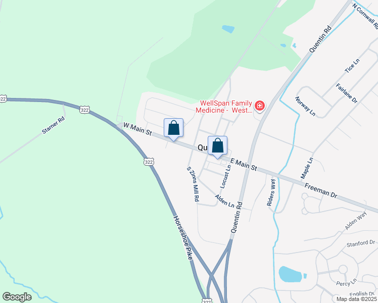 map of restaurants, bars, coffee shops, grocery stores, and more near 70 West Main Street in Lebanon