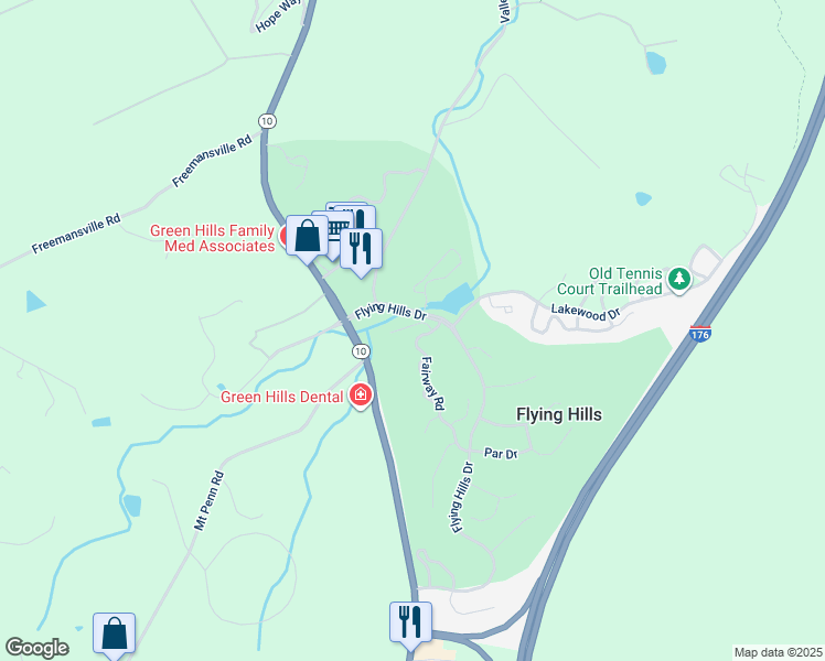 map of restaurants, bars, coffee shops, grocery stores, and more near 23 Club Lane in Reading