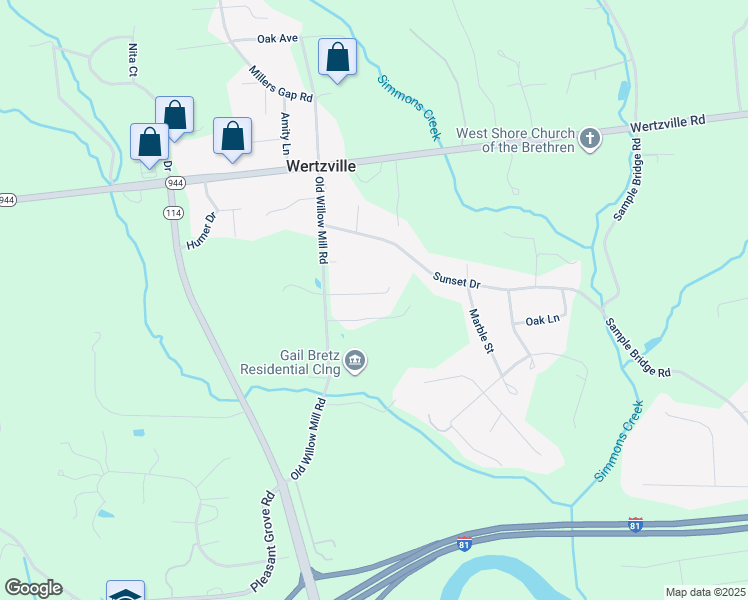 map of restaurants, bars, coffee shops, grocery stores, and more near 6 Johns Drive in Mechanicsburg