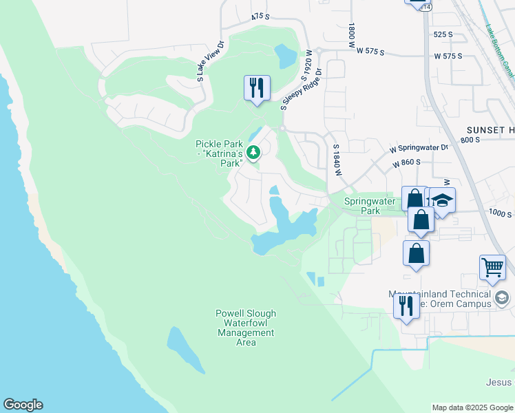 map of restaurants, bars, coffee shops, grocery stores, and more near 954 South 2040 West in Orem