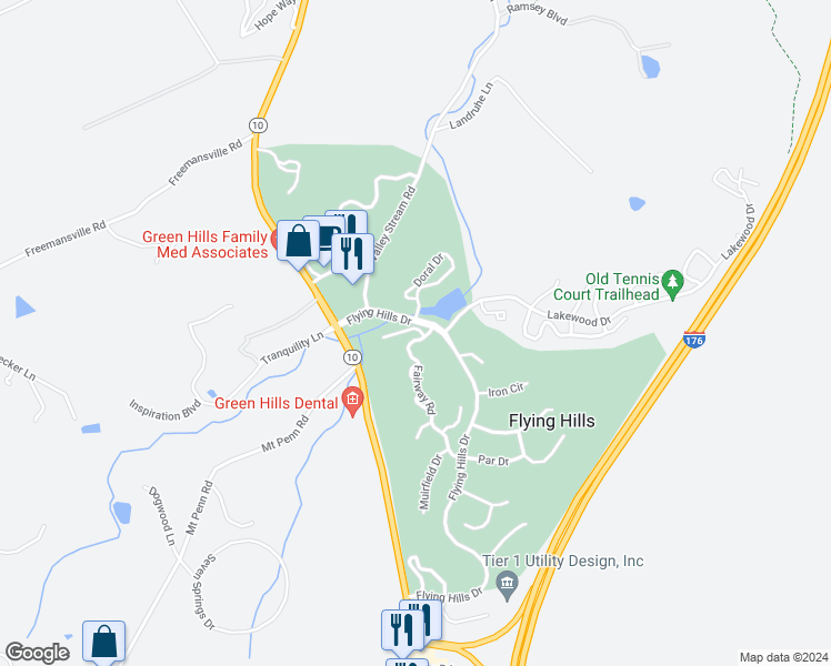 map of restaurants, bars, coffee shops, grocery stores, and more near 29 Club Lane in Reading