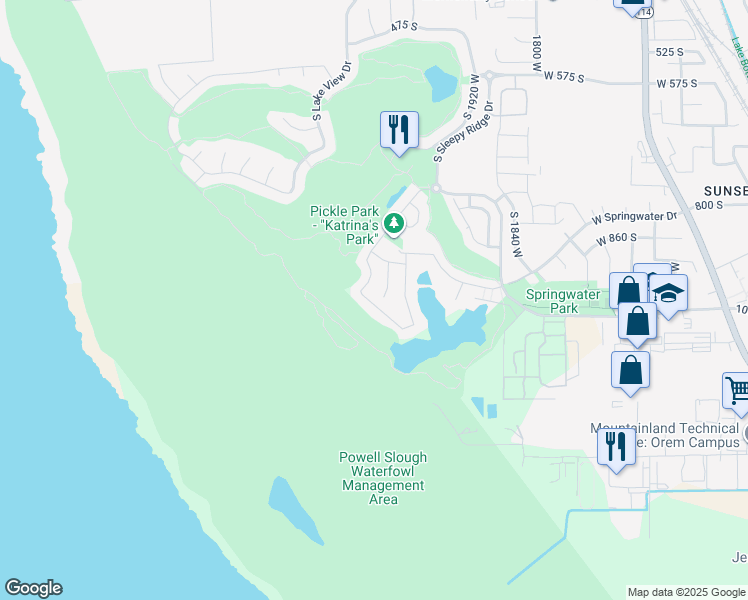 map of restaurants, bars, coffee shops, grocery stores, and more near 2120 980 South in Orem