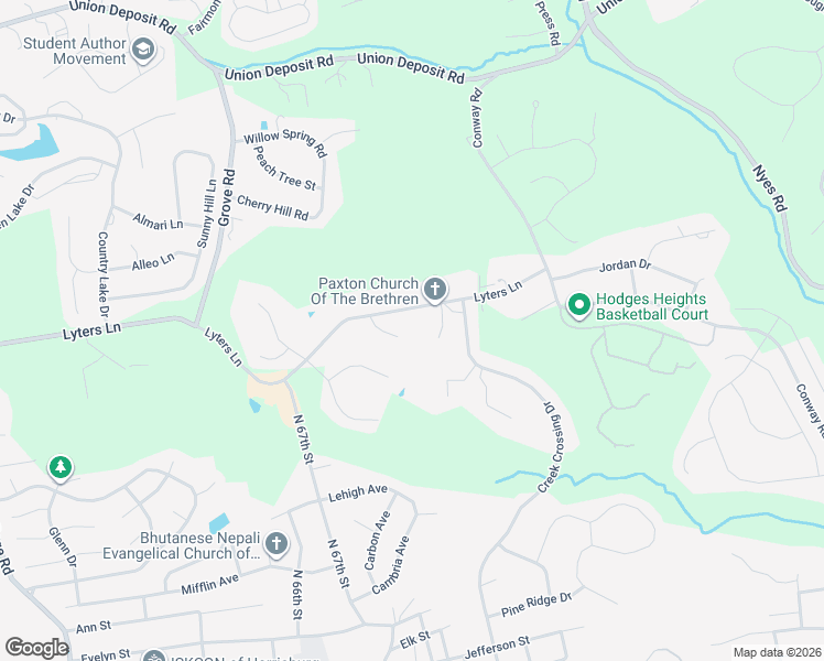 map of restaurants, bars, coffee shops, grocery stores, and more near 6440 Shatto Drive in Harrisburg