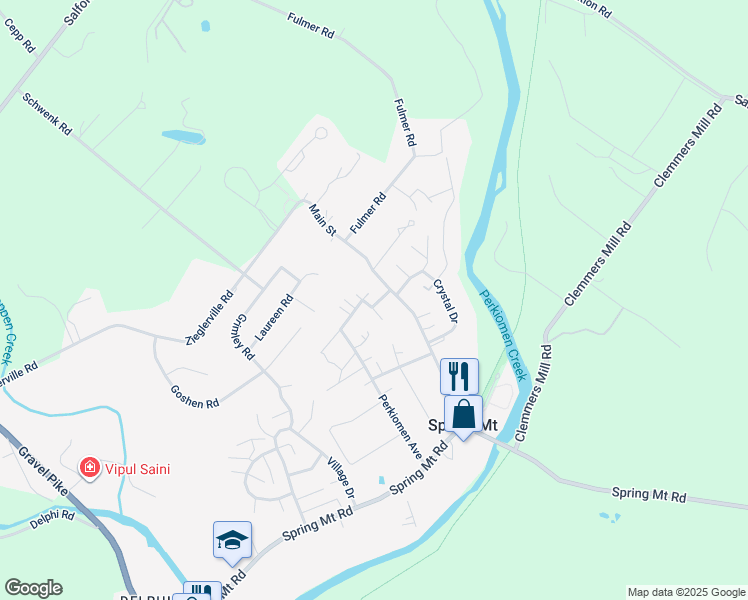 map of restaurants, bars, coffee shops, grocery stores, and more near 11 2nd Avenue in Schwenksville
