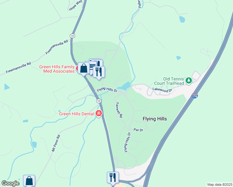 map of restaurants, bars, coffee shops, grocery stores, and more near 15C Fairway Road in Reading