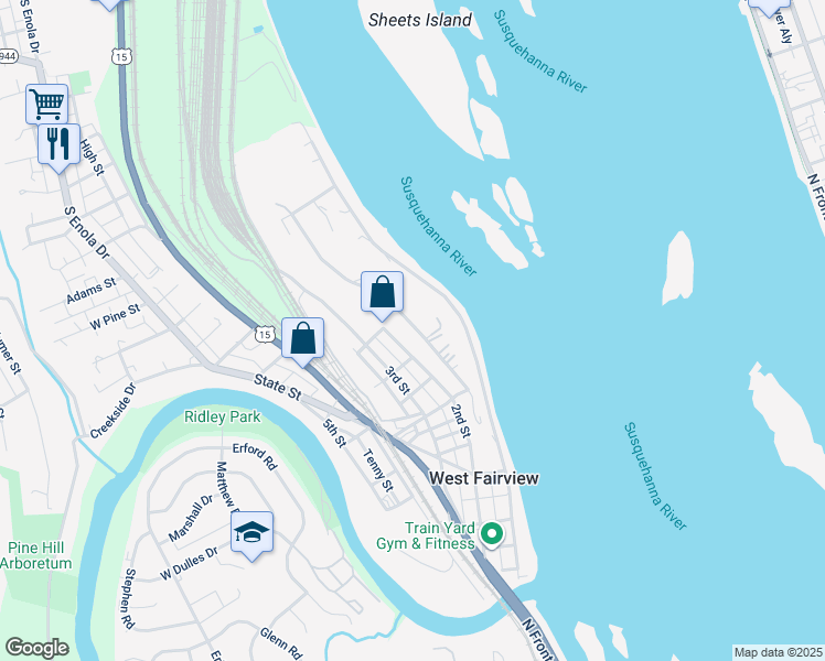 map of restaurants, bars, coffee shops, grocery stores, and more near 454 High St in Enola