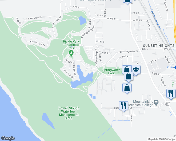 map of restaurants, bars, coffee shops, grocery stores, and more near 963 1925 West in Orem
