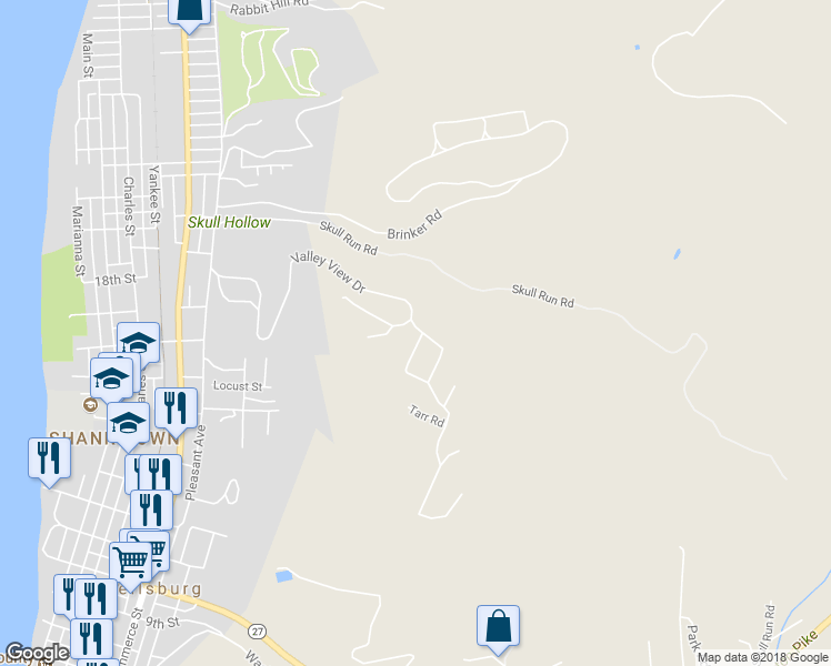 map of restaurants, bars, coffee shops, grocery stores, and more near 100 White Bell Circle in Wellsburg