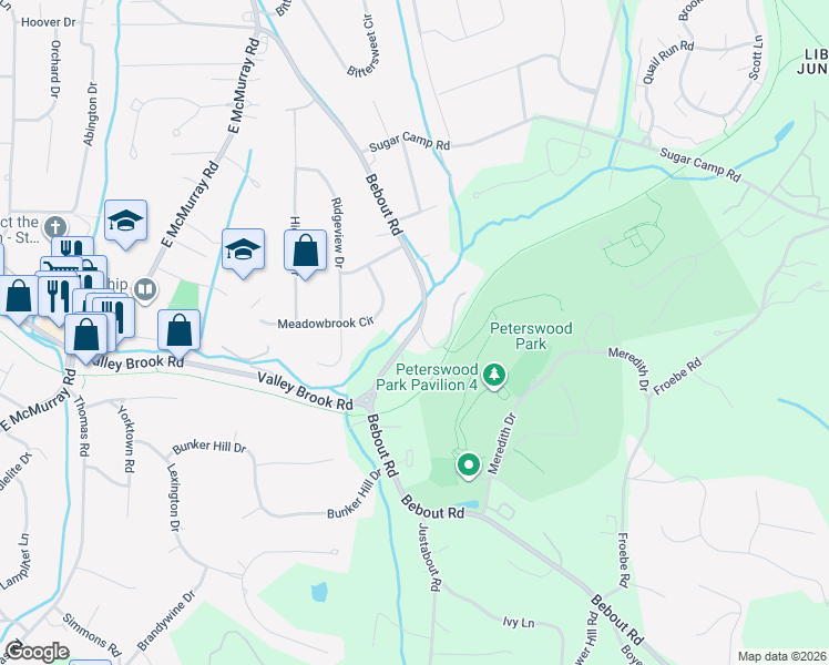 map of restaurants, bars, coffee shops, grocery stores, and more near 860 Bebout Road in Venetia