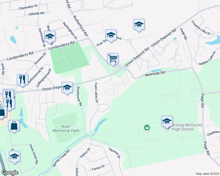 map of restaurants, bars, coffee shops, grocery stores, and more near 103 Leonard Lane in Harrisburg