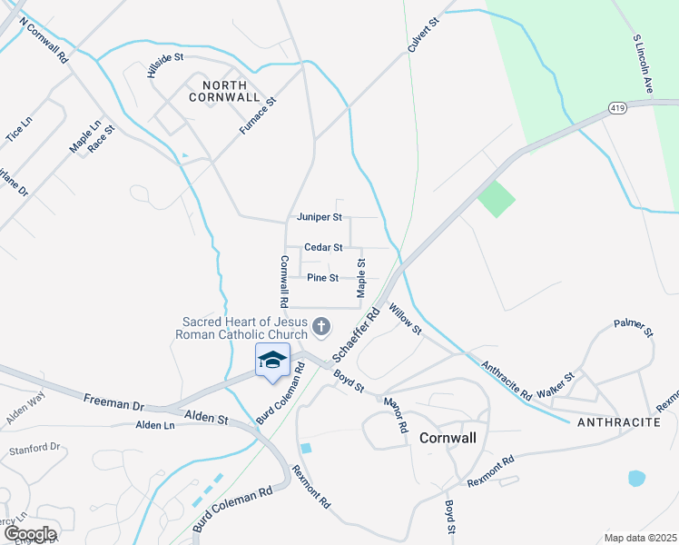 map of restaurants, bars, coffee shops, grocery stores, and more near 115 Pine Street in Lebanon