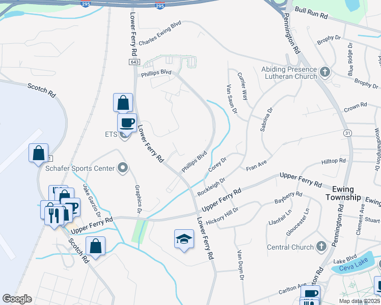 map of restaurants, bars, coffee shops, grocery stores, and more near 228 Masterson Court in Trenton