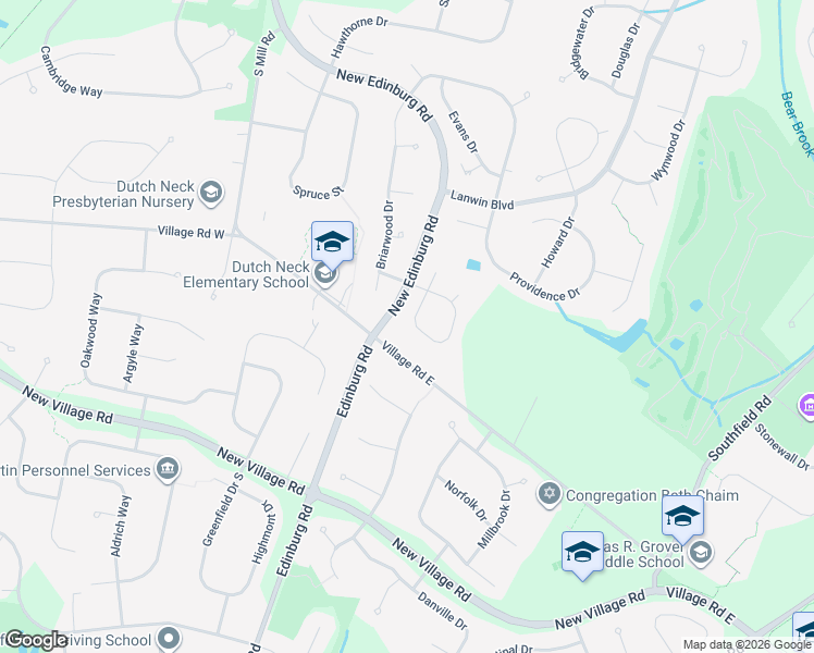 map of restaurants, bars, coffee shops, grocery stores, and more near 23 Westminster Drive in West Windsor Township