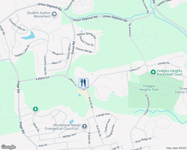 map of restaurants, bars, coffee shops, grocery stores, and more near 6360 Lyters Lane in Harrisburg