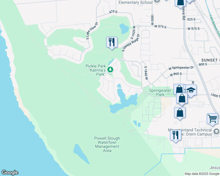 map of restaurants, bars, coffee shops, grocery stores, and more near 933 South 2100 West in Orem