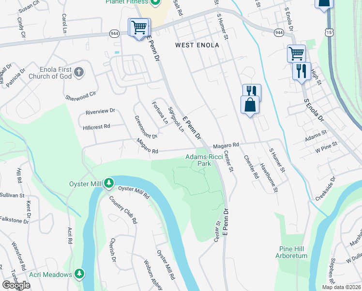 map of restaurants, bars, coffee shops, grocery stores, and more near 542 Magaro Road in Enola