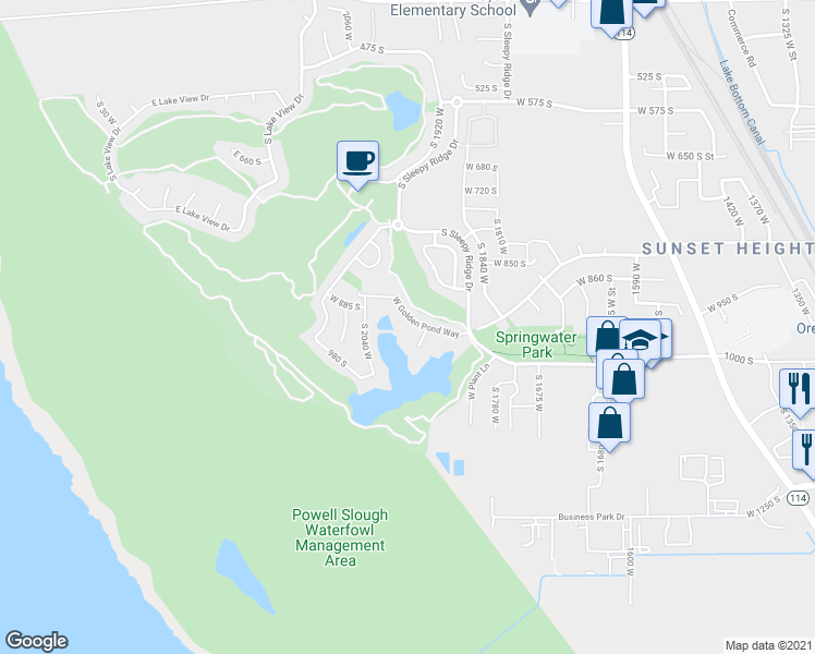 map of restaurants, bars, coffee shops, grocery stores, and more near 962 1925 West in Orem