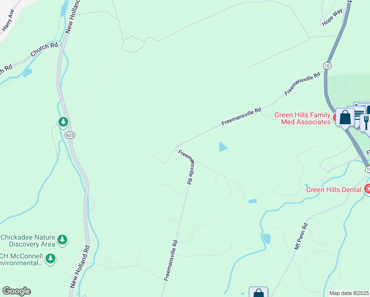 map of restaurants, bars, coffee shops, grocery stores, and more near 735 Freemansville Road in Reading