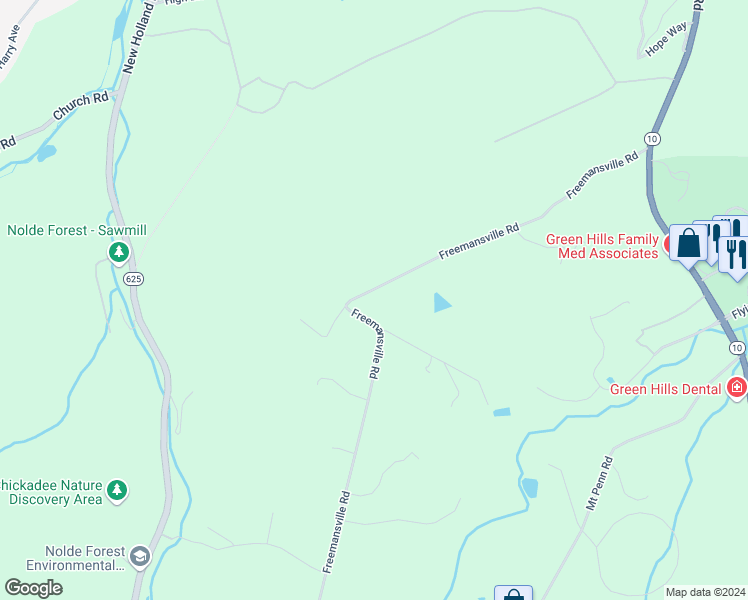 map of restaurants, bars, coffee shops, grocery stores, and more near 735 Freemansville Road in Reading