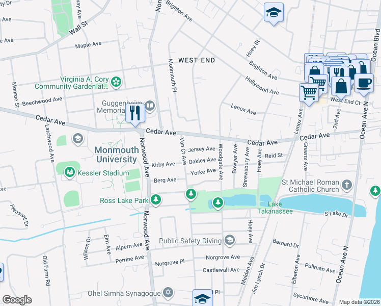 map of restaurants, bars, coffee shops, grocery stores, and more near 745 Van Court Avenue in Long Branch