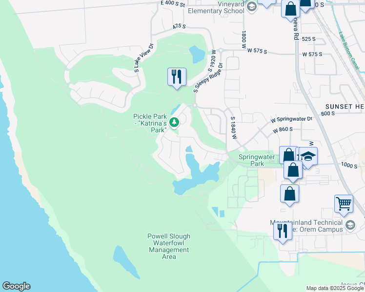 map of restaurants, bars, coffee shops, grocery stores, and more near 899 South 2040 West in Orem
