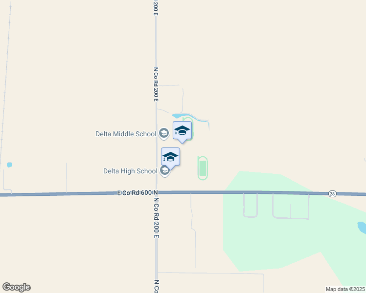 map of restaurants, bars, coffee shops, grocery stores, and more near 9800 North Co Road 200 East in Muncie