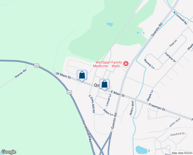 map of restaurants, bars, coffee shops, grocery stores, and more near 24 North Zinns Mill Road in Lebanon