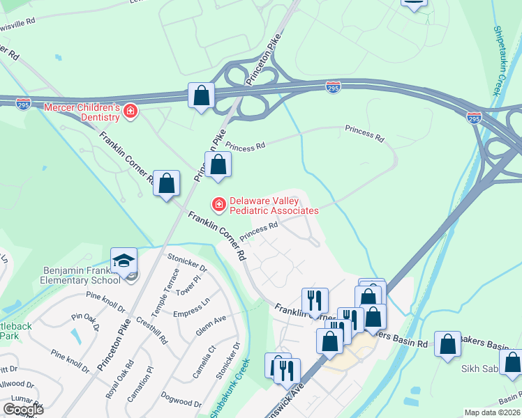 map of restaurants, bars, coffee shops, grocery stores, and more near in Trenton